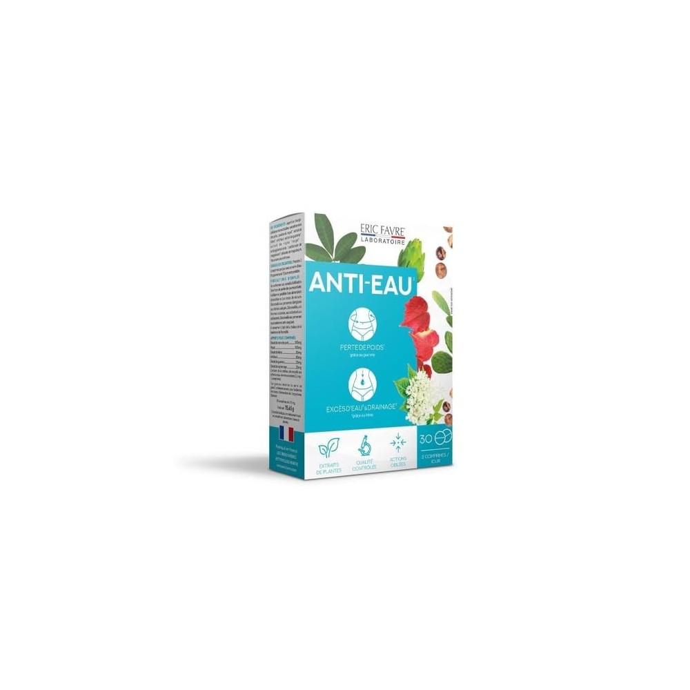 ANTI-EAU Drainage – Rétention d’eau – Silhouette affinée  30 comprimés | Complément alimentaire | Laboratoire Eric Favre