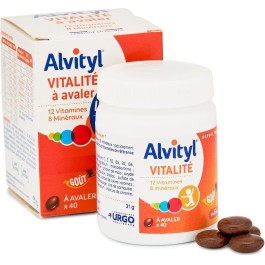 Alvityl Vitalité  –12 Vitamines & 8 Minéraux – Sans Iode – Capsules à Avaler GOÛT CHOCOLAT(Dès 6 Ans) | BigPara Tunisie