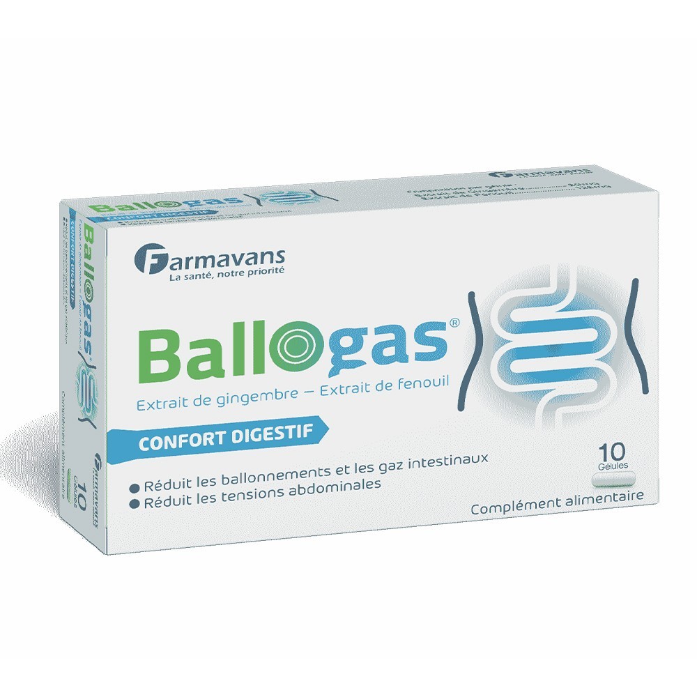 FARMAVANS BALLOGAZ - CONFORT DIGESTIF - B/10 GELULES | BigPara Tunisie