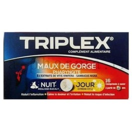 TRIPLEX MAUX DE GORGE NUIT/JOUR B/16 COMPRIMES A SUCER | BigPara Tunisie
