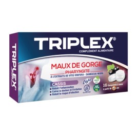 TRIPLEX MAUX DE GORGE ET PHARYNGITE B/16 COMPRIMES A SUCER SANS SUCRE | BigPara Tunisie