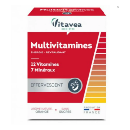 VITAVEA Multivitamines  Énergie – Vitalité – Défenses naturelles | 2 tubes de 12 comprimés effervescents sans sucres – arôme