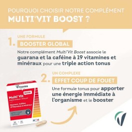 VITAVEA MULTI’VIT BOOST – Énergie Immédiate  Guarana • Caféine • 19 Vitamines & Minéraux | 30 gélules – Effet coup de fouet