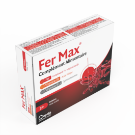 FER MAX – Fer, Vitamine B9 et Vitamine B12 – 30 gélules | BigPara Tunisie