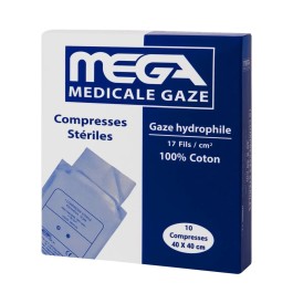 🩺 MEGA – Compresses de Gaze Hydrophile (Boîte de 10) | BigPara Tunisie