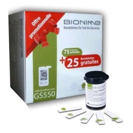 BIONIME PACK BANDELETTES DE TEST DE GLYCEMIE 75+ 25 BANDELETTES GRATUITES | BigPara Tunisie
