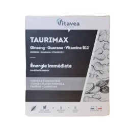 VITAVEA TAURIMAX – Énergie Immédiate  Ginseng • Guarana • Vitamine B12 • Taurine • Carnitine | 8 ampoules – goût épicé