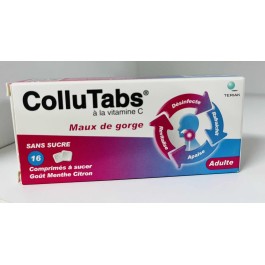 COLLUTABS MAUX DE GORGE SANS SUCRE B/16 COMPRIMES A SUCER GOUT MENTHE CITRON | BigPara Tunisie