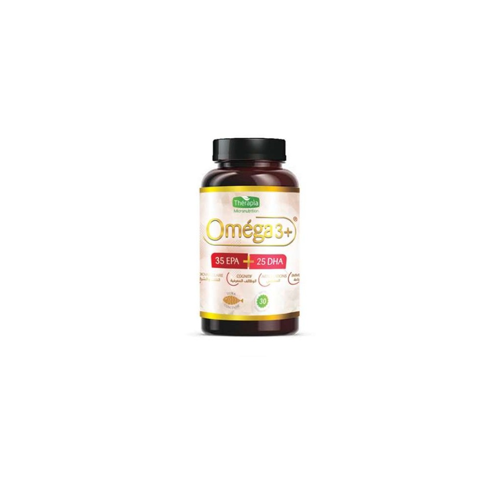 THERAPIA OMEGA3+  Oméga-3 concentrés – 35 EPA + 25 DHA Boîte de 30 capsules molles | BigPara Tunisie