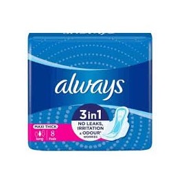 ALWAYS MAXI THICK LONG 3EN1 – Boîte de 8 pièces (No Leaks, Irritation et Odeur) | BigPara Tunisie