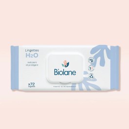 Biolane Lingettes Nettoyantes H2O à l’Eau pour Bébé 72 lingettes