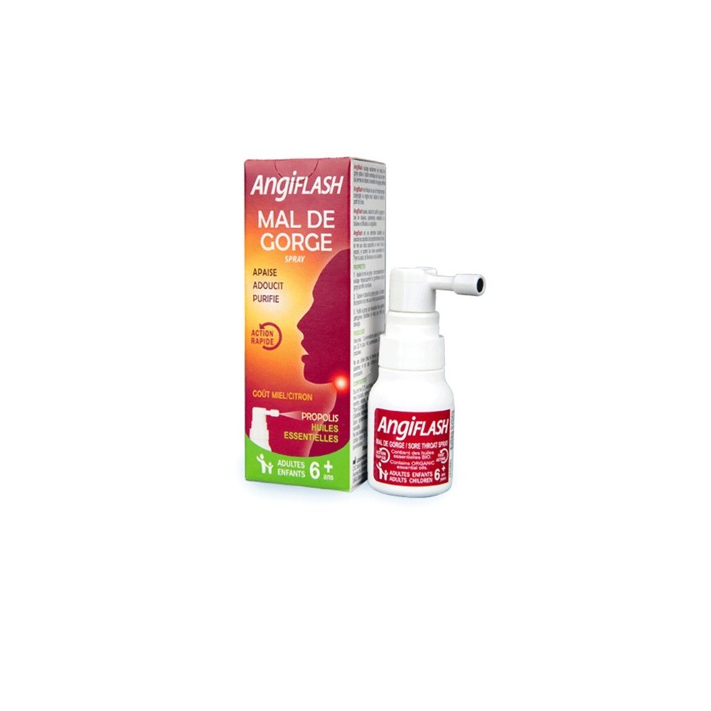 ANGIFLASH MAUX DE GORGE SPRAY ACTION RAPIDE  GOUT MIEL ET CITRON 20ML | BigPara Tunisie
